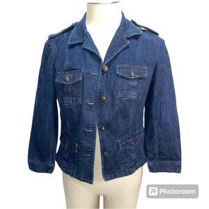 Lauren Jean Co Ralph Lauren Dark Wash Denim Jean Jacket Blazer Women's Size M